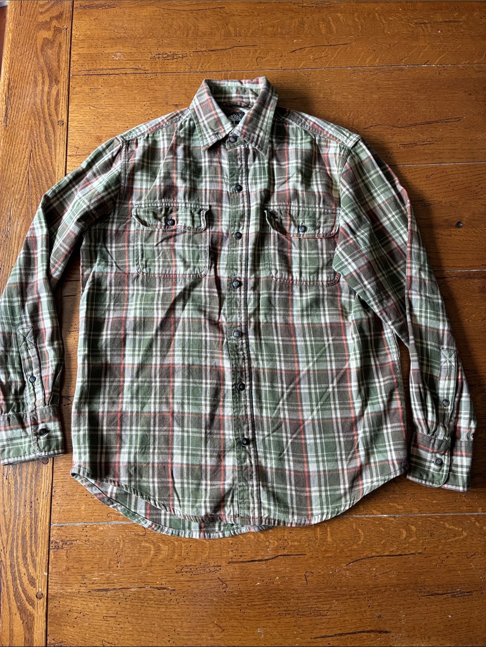 Timberland Olive Green and Brown Plaid Button-Down Shirt